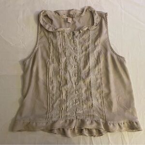 Forever 21 Cream Lace Trim Blouse